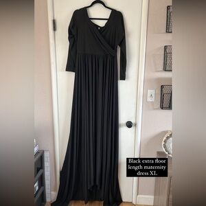 Black. Flowy Maternity Dress. XL